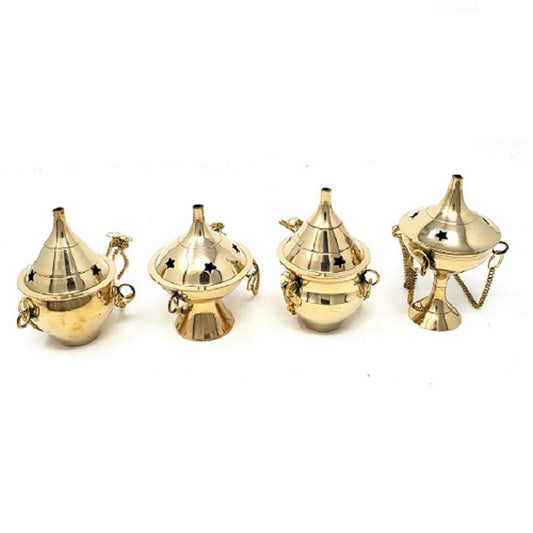 Assorted Brass Hanging Incense Burner  3.75" - 3 pcs