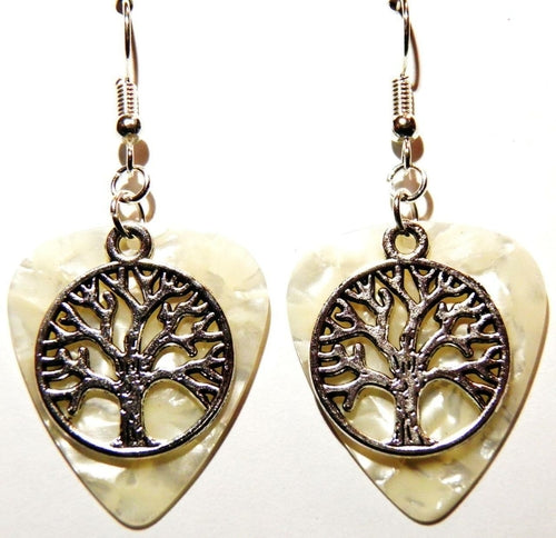 Handmade Guitar Pick Earrings | Tree of Life