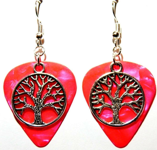 Handmade Guitar Pick Earrings | Tree of Life