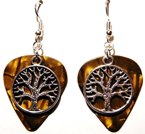 Handmade Guitar Pick Earrings | Tree of Life