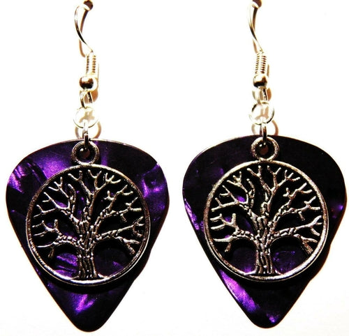 Handmade Guitar Pick Earrings | Tree of Life