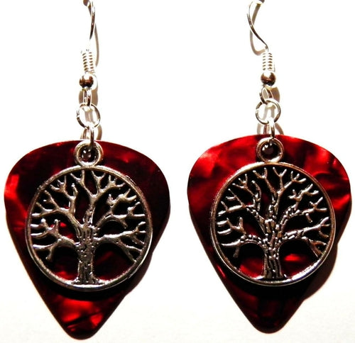 Handmade Guitar Pick Earrings | Tree of Life