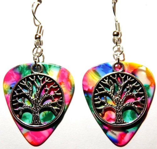 Handmade Guitar Pick Earrings | Tree of Life