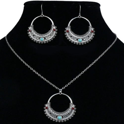 Rustic Tribal Necklace & Earrings Set – Natural Stone Jewelry